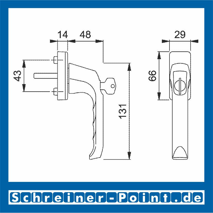 Hoppe London Aluminium Fenstergriff abschließbar F8019 graubraun beschichtet 013S/U34, 6940191, 806973